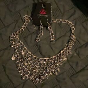Silver necklace and earrings set
